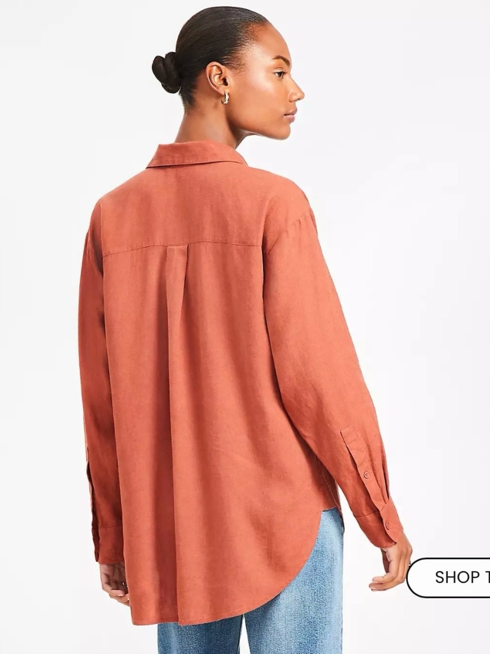 LOFT Linen Everyday Oversized Pocket Shirt - Intense Copper - Picture 2 of 9